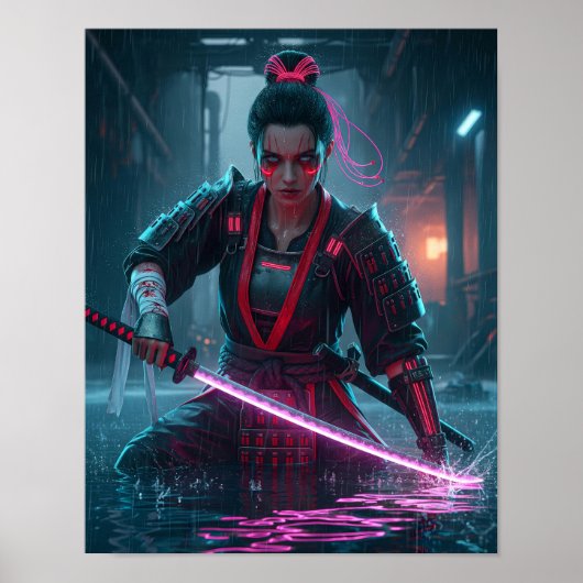 Cyberpunk Samurai Meisje Poster (Voorkant)