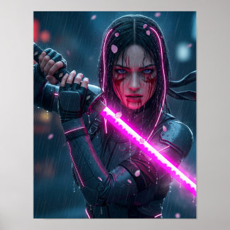 Cyberpunk Samurai Meisje Poster