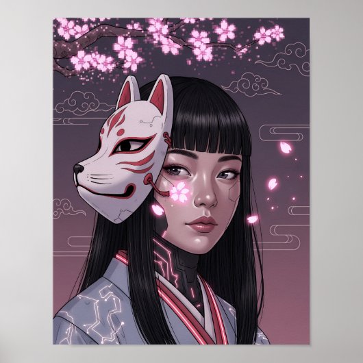 Cyberpunk Samurai Meisje Poster (Voorkant)
