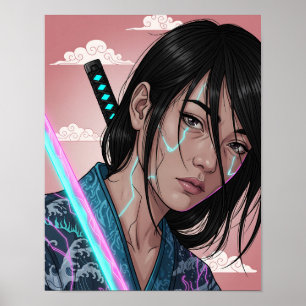 Cyberpunk Samurai Meisje Poster