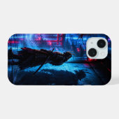 Cyberpunk Samurai Poster – Neon Ronin Shadow iPhone 15 Case (Achterkant horizontaal)