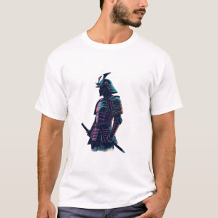 Cyberpunk Samurai Robot kijkt uit over toekomst me T-shirt