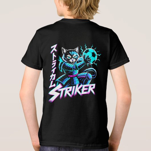 Cyberpunk Samurai Striker Cat For Gamers & Soccer Tri-Blend Shirt (Achterkant)