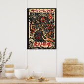 Cyberpunk Samurai vs Tokyo-demon, Anime-kunst Poster (Keuken)