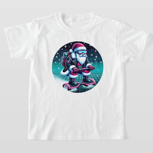 Cyberpunk Santa Claus - 8-bit futuristische vakant T-shirt (Laagn)