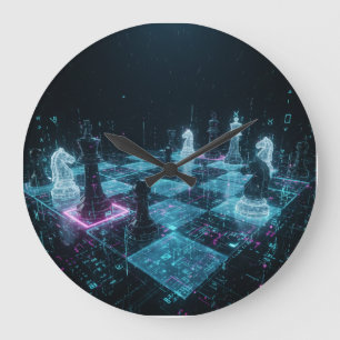 Cyberpunk Schaken, Neon Digitaal Bordspel S Grote Klok