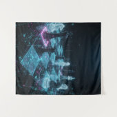 Cyberpunk Schaken, Neon Digitaal Bordspel S Wandkleed (Voorkant (horizontaal))