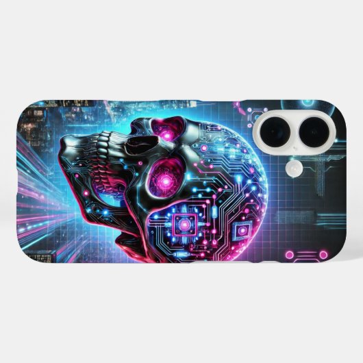 Cyberpunk schedel Case-Mate iPhone case (Achterkant (horizontaal))