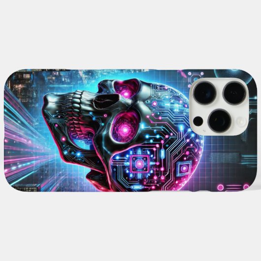 Cyberpunk schedel Case-Mate iPhone case (Achterkant (horizontaal))