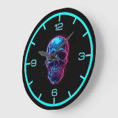 Cyberpunk Schedel Neon Synthwave Gloed Gamer Goth Grote Klok (Hoek)