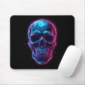Cyberpunk Schedel Neon Synthwave Gloed Gamer Goth Muismat (Met muis)