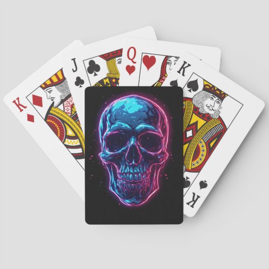 Cyberpunk Schedel Neon Synthwave Gloei Gamer Goth Pokerkaarten (Achterkant)