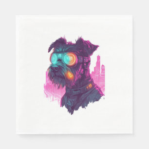 Cyberpunk Schnauzer - futuristische Neon Dog Servet
