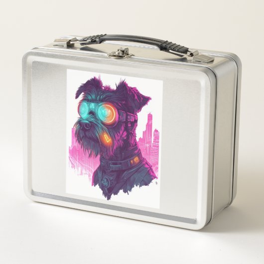 Cyberpunk Schnauzer � Futuristische Neon Hond (Voorkant)