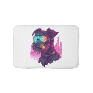 Cyberpunk Schnauzer � Futuristische Neon Hond Badmat