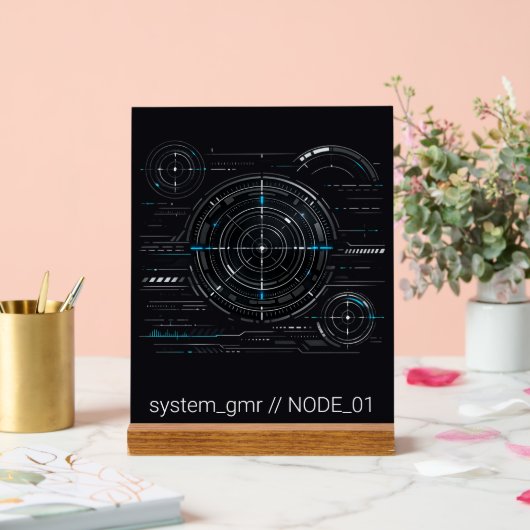 Cyberpunk Sci-Fi Radar HUD Tech Acryl Plaat voor o Bord (Huwelijk)