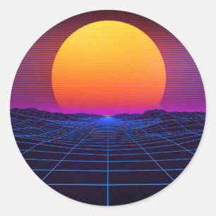 cyberpunk scifi synthwave eletronisch punk ronde sticker
