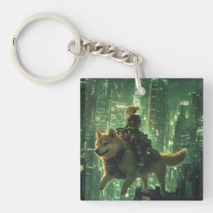 Cyberpunk Shiba Waifu Crypto Sleutelhanger