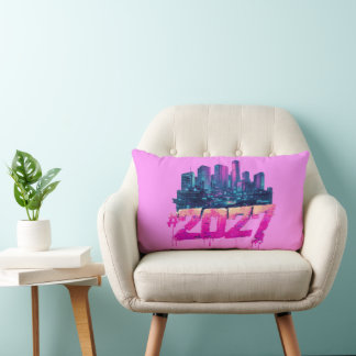 Cyberpunk Silhouette 2027 Neon Graffiti Kussen