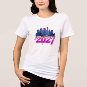 Cyberpunk Silhouette 2027 Neon Graffiti Tri-Blend Shirt