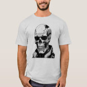 Cyberpunk Skull futuristisch grafisch T-shirt ontw (Voorkant)