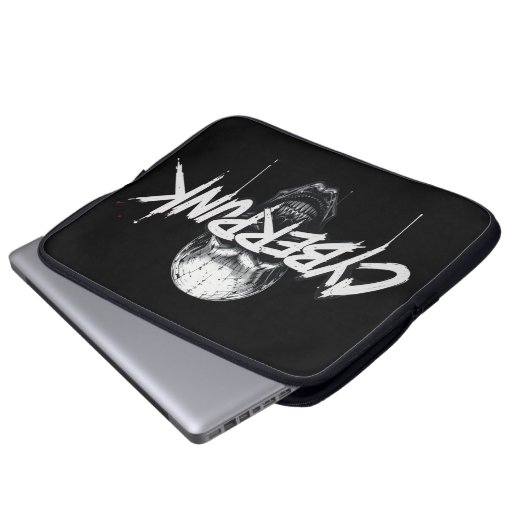 Cyberpunk Skull Graffiti Neopreen Laptop Sleeve (Voorkant onderkant)