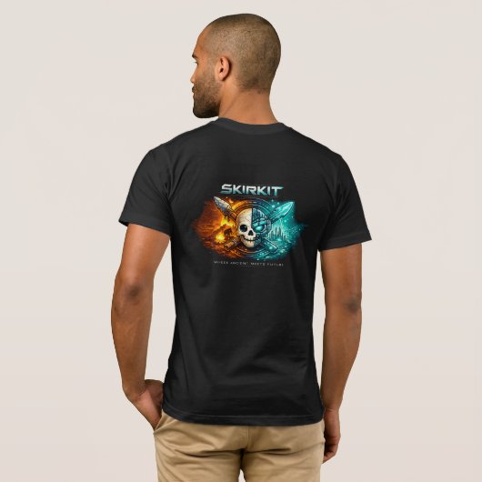 Cyberpunk Skull T-Shirt – Ancient vs Future Tech W (Achterkant volledig)