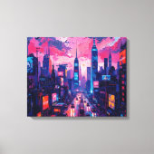 Cyberpunk Skyline Canvas Muurkunst | futuristisch (Voorkant)