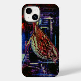 Cyberpunk Sparrow in Neon CityScape Case-Mate iPhone 14 Hoesje
