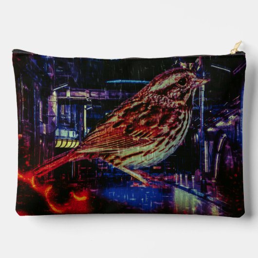 Cyberpunk Sparrow in Neon CityScape Etui (Achterkant)