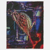 Cyberpunk Sparrow in Neon CityScape Fleece Deken (Voorkant)