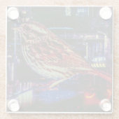 Cyberpunk Sparrow in Neon CityScape Glazen Onderzetter (Achterkant)