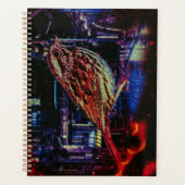 Cyberpunk Sparrow in Neon Cityscape Planner (Voorkant)