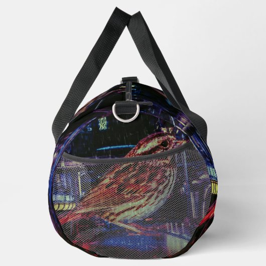 Cyberpunk Sparrow in Neon CityScape Plunjezak (Rechts)