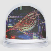 Cyberpunk Sparrow in Neon Cityscape Sneeuwbol (Voorkant)