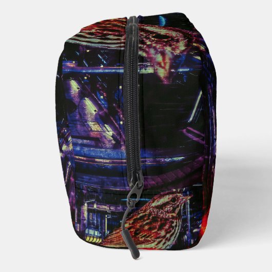Cyberpunk Sparrow in Neon CityScape Toilettasje (Rechts)