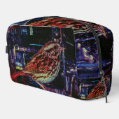 Cyberpunk Sparrow in Neon CityScape Toilettasje (Rechterhoek)