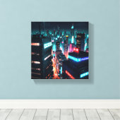 cyberpunk stad canvas afdruk (Insitu (Houten vloer))