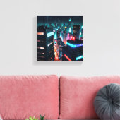 cyberpunk stad canvas afdruk (Insitu (Woonkamer))