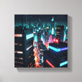 cyberpunk stad canvas afdruk (Voorkant)