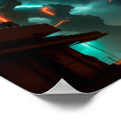 Cyberpunk Stad 's nachts Poster (Hoek)