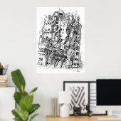 Cyberpunk stadskunst poster (Thuiskantoor)