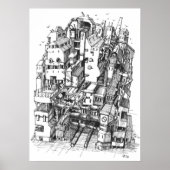 Cyberpunk stadskunst poster (Voorkant)