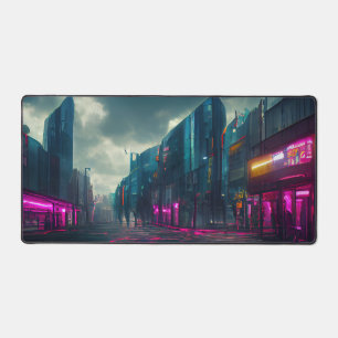 Cyberpunk Stadstraat Neonlichten Gamingcadeau Bureaumat