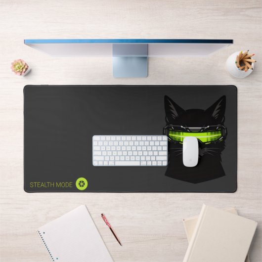 Cyberpunk Stealth Kat Zuurgroene Gaming Bureaumat (Kantoor 1)