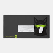 Cyberpunk Stealth Kat Zuurgroene Gaming Bureaumat (Keyboard & Muis)