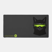 Cyberpunk Stealth Kat Zuurgroene Gaming Bureaumat (Voorkant)
