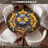Cyberpunk steampunk kat met bril - Decoupage Inpakpapier Vel