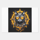 Cyberpunk steampunk kat met bril - Decoupage Inpakpapier Vel (Voorkant)