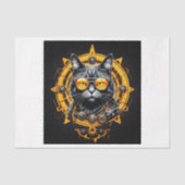 Cyberpunk steampunk kat met bril - tissuepapier (Voorkant)